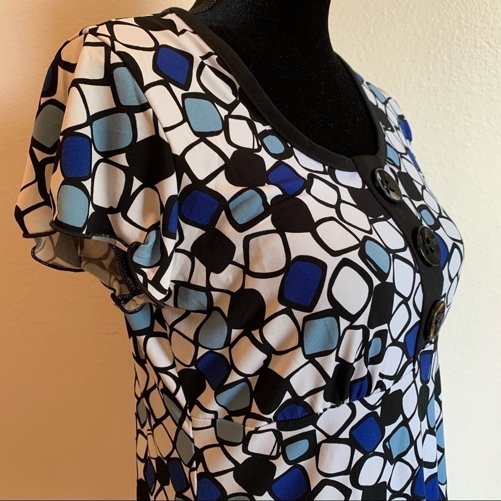 J.T.B. geometric pattern print short sleeve scoop neck top